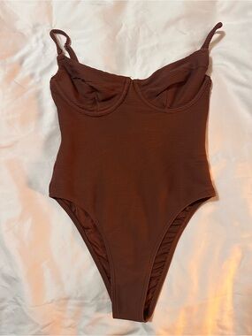 Billabong Chocolate Brown Ribbed One-Piece Swimsuit